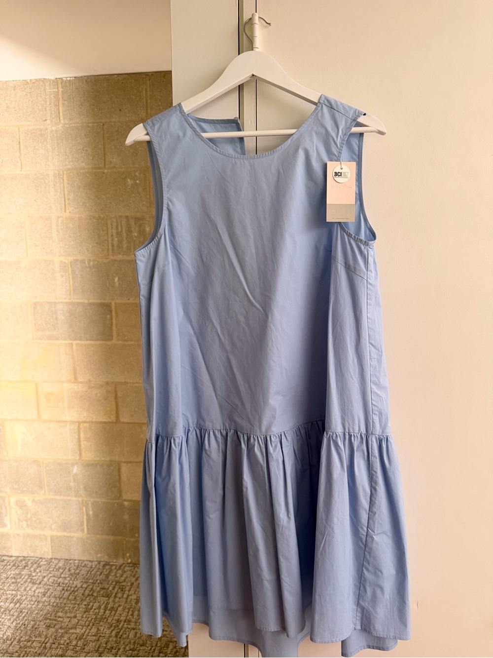 Light Blue Sleeveless Tiered Dress
